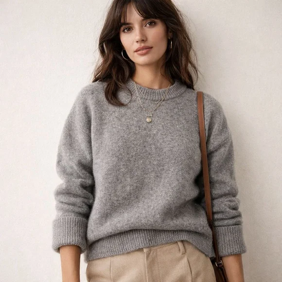 Abercrombie Brushed Wool Blend Crewneck Sweater Gray M - Picture 1 of 7